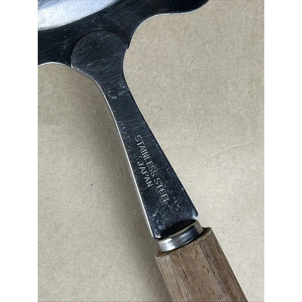 Vintage MCM‎ Cheese Plane Slicer Stainless Steel Serrated Edge Wood Handle Japan